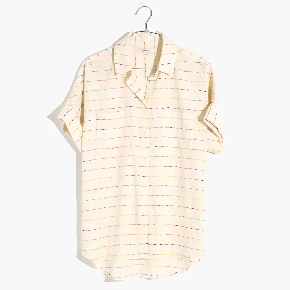 Madewell Courier Shirt in Flecked Rainbow Stripe in Size Small